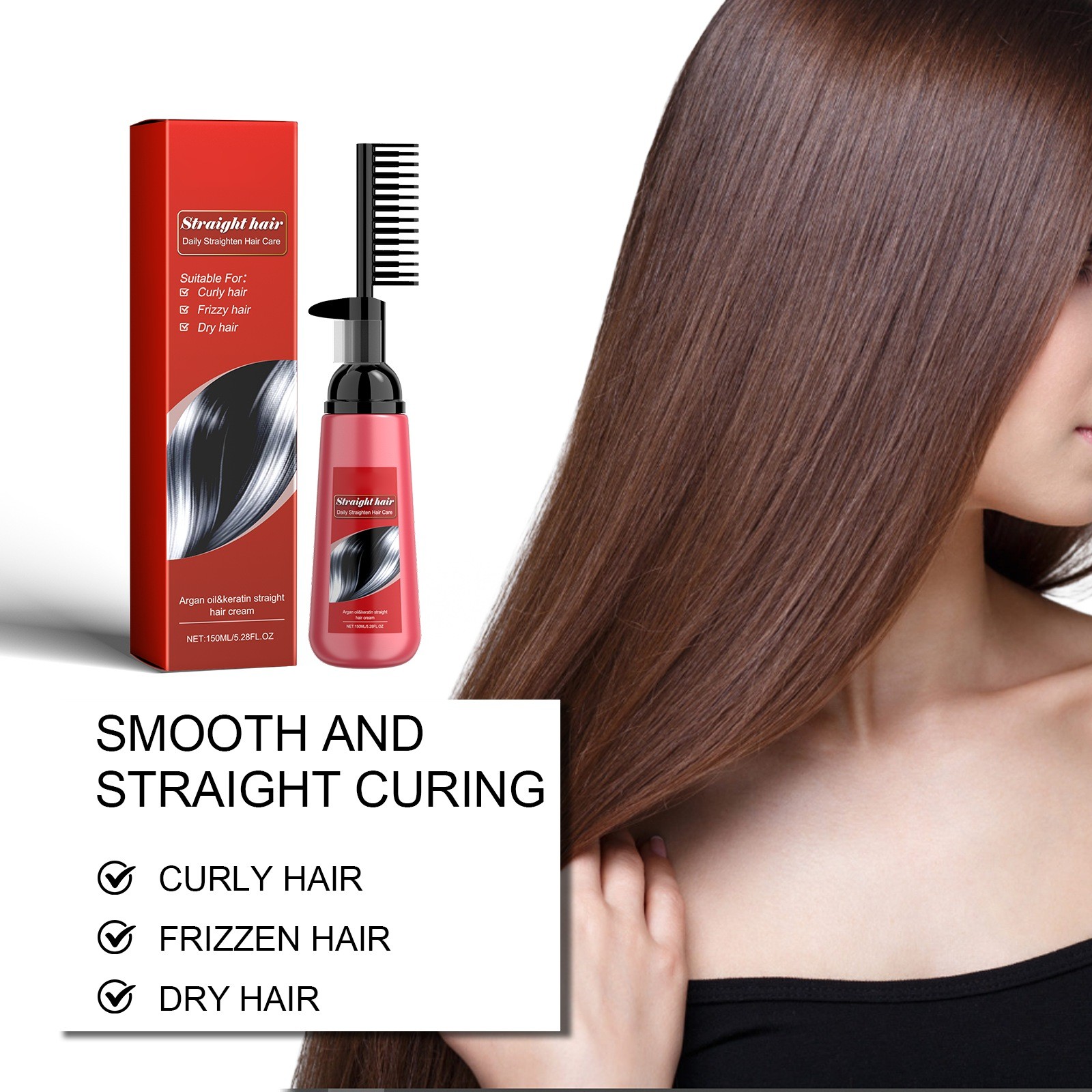 For Dry or Damaged Hair One Comb Straight Hair Straightening No Need To